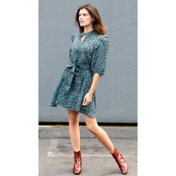 Apiece Apart Rafaela Floral Ruffle Mini Dress Sz 0 - Picture 1 of 10